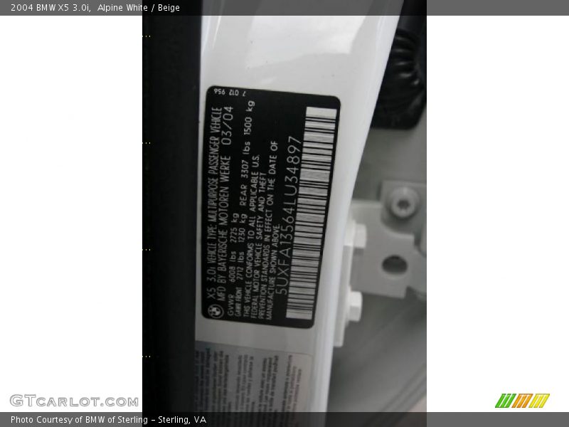 Alpine White / Beige 2004 BMW X5 3.0i