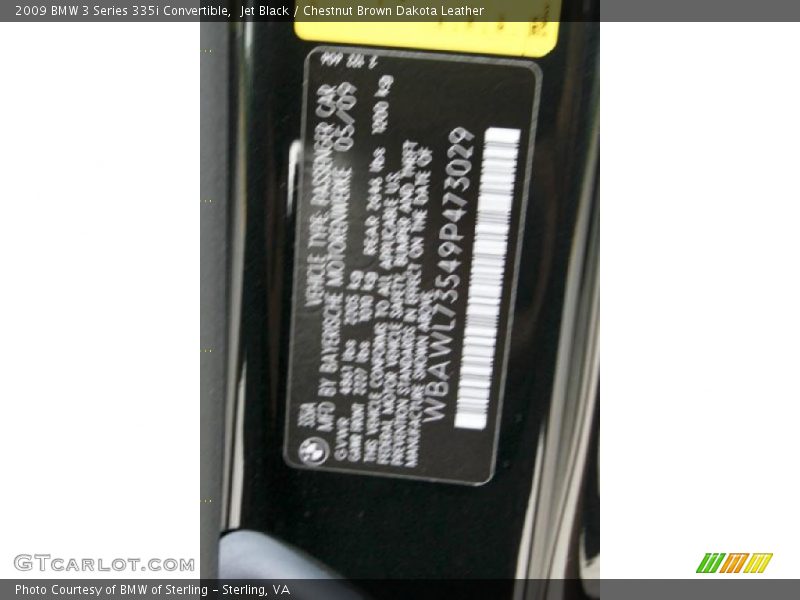 Jet Black / Chestnut Brown Dakota Leather 2009 BMW 3 Series 335i Convertible