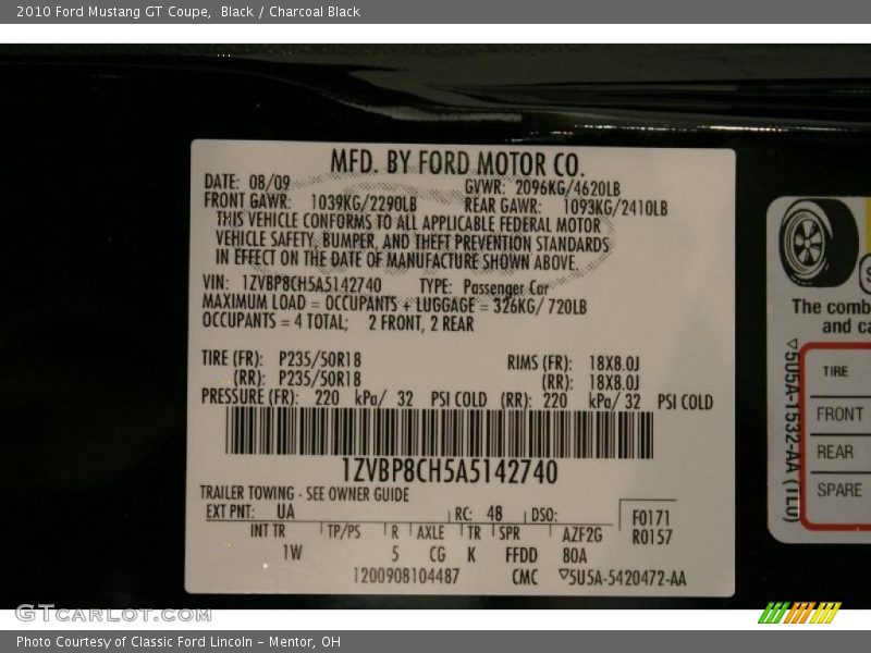 Black / Charcoal Black 2010 Ford Mustang GT Coupe