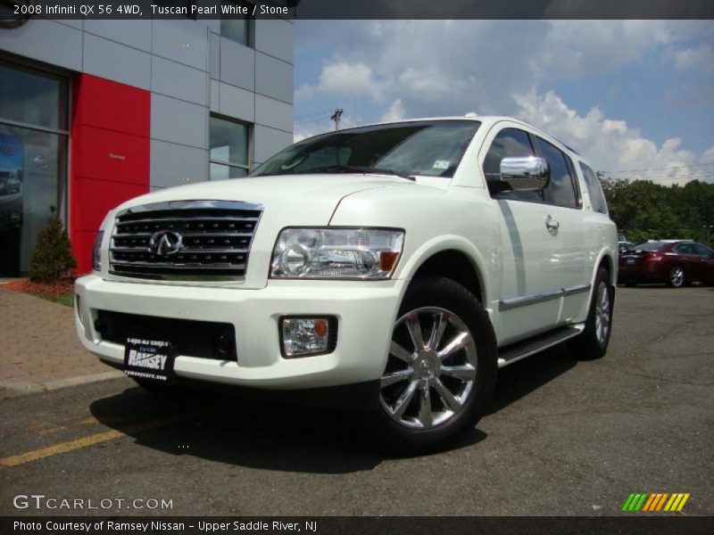 Tuscan Pearl White / Stone 2008 Infiniti QX 56 4WD