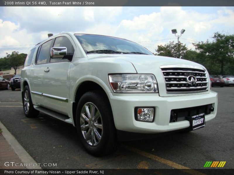Tuscan Pearl White / Stone 2008 Infiniti QX 56 4WD