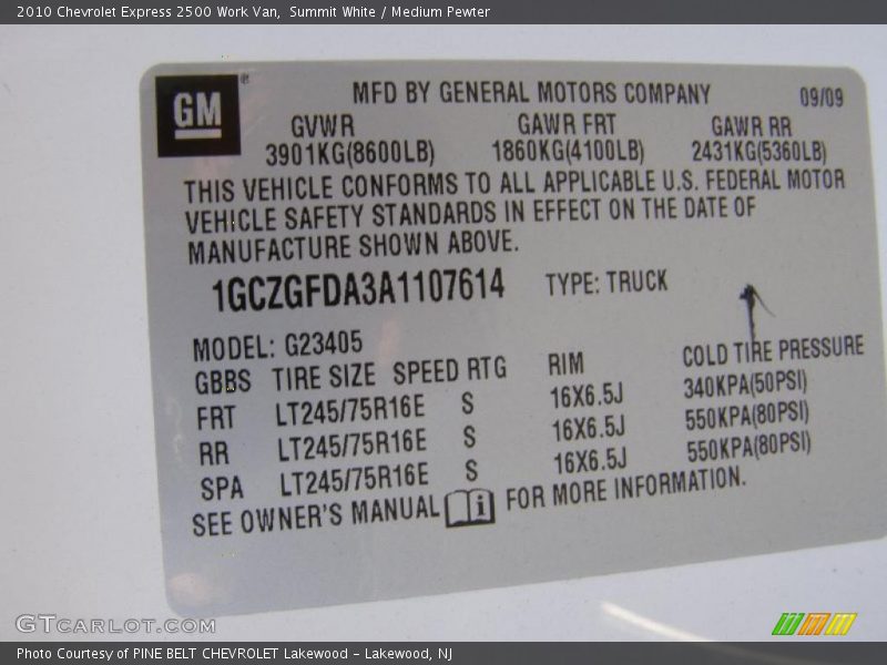 Summit White / Medium Pewter 2010 Chevrolet Express 2500 Work Van
