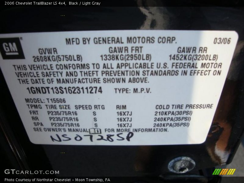 Black / Light Gray 2006 Chevrolet TrailBlazer LS 4x4