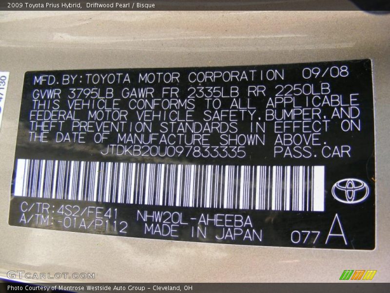 Driftwood Pearl / Bisque 2009 Toyota Prius Hybrid