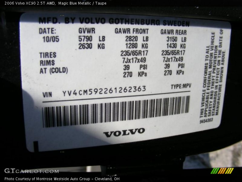 Magic Blue Metallic / Taupe 2006 Volvo XC90 2.5T AWD