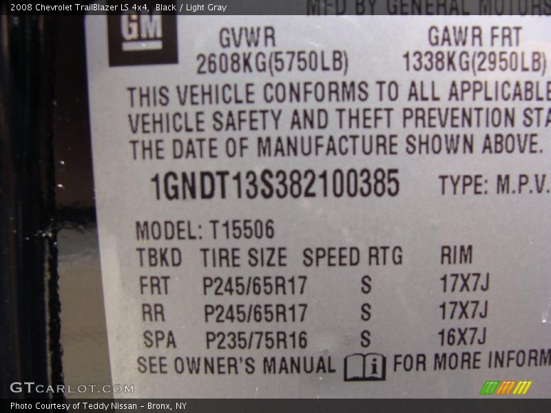 Black / Light Gray 2008 Chevrolet TrailBlazer LS 4x4