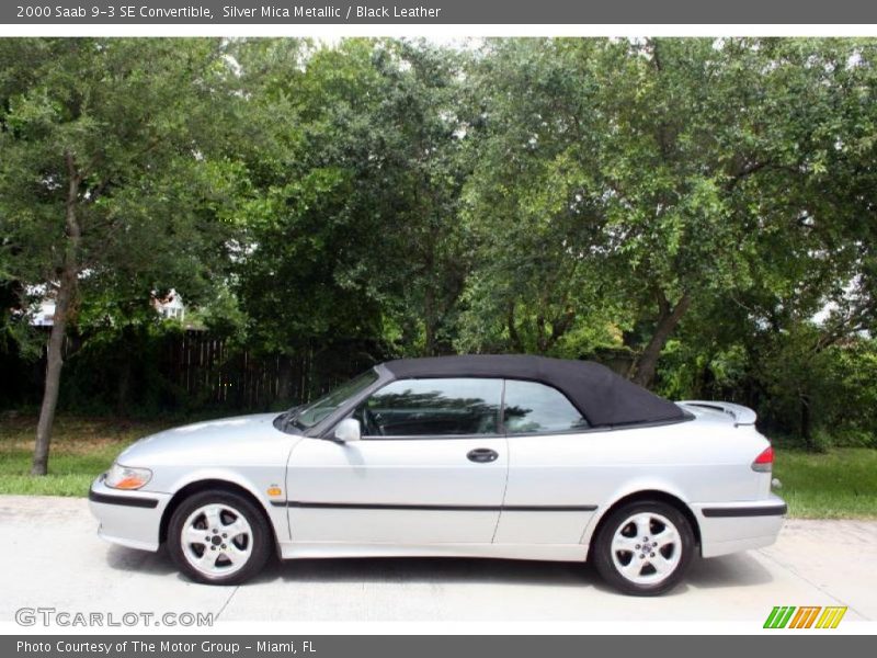 Silver Mica Metallic / Black Leather 2000 Saab 9-3 SE Convertible