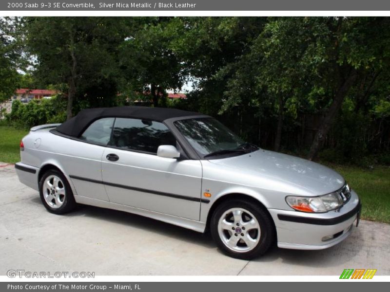 Silver Mica Metallic / Black Leather 2000 Saab 9-3 SE Convertible