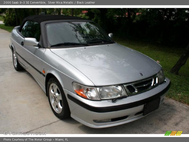 Silver Mica Metallic / Black Leather 2000 Saab 9-3 SE Convertible
