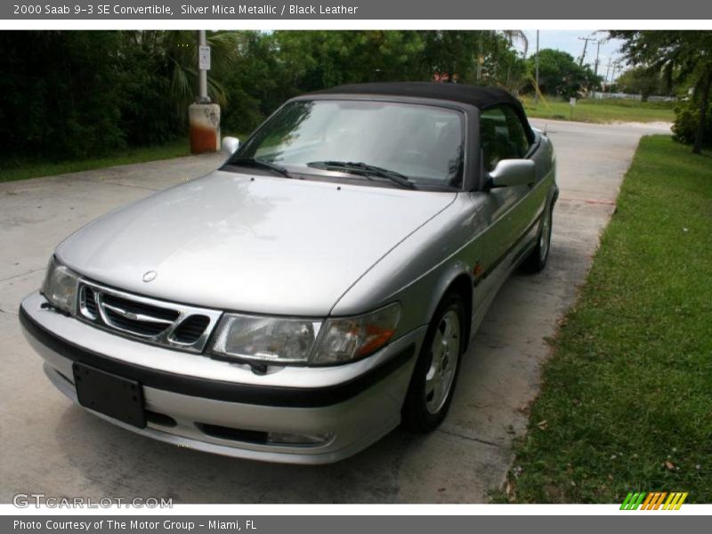 Silver Mica Metallic / Black Leather 2000 Saab 9-3 SE Convertible