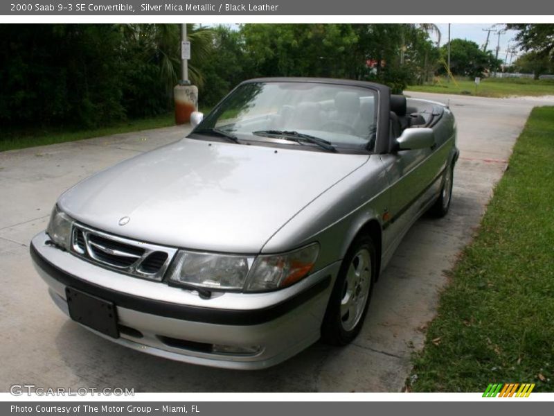 Silver Mica Metallic / Black Leather 2000 Saab 9-3 SE Convertible