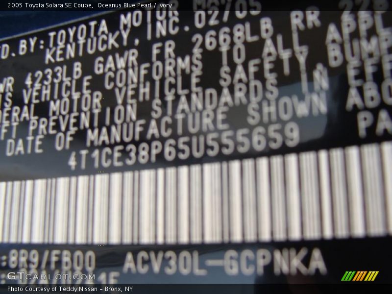 Oceanus Blue Pearl / Ivory 2005 Toyota Solara SE Coupe