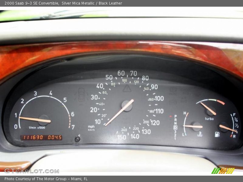 Silver Mica Metallic / Black Leather 2000 Saab 9-3 SE Convertible