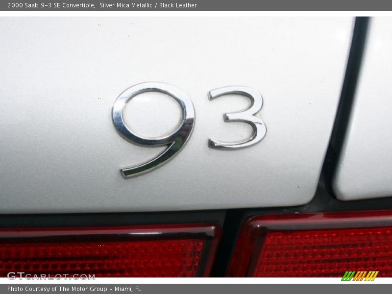 Silver Mica Metallic / Black Leather 2000 Saab 9-3 SE Convertible