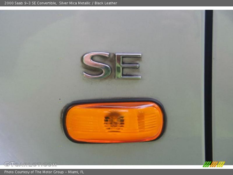 Silver Mica Metallic / Black Leather 2000 Saab 9-3 SE Convertible