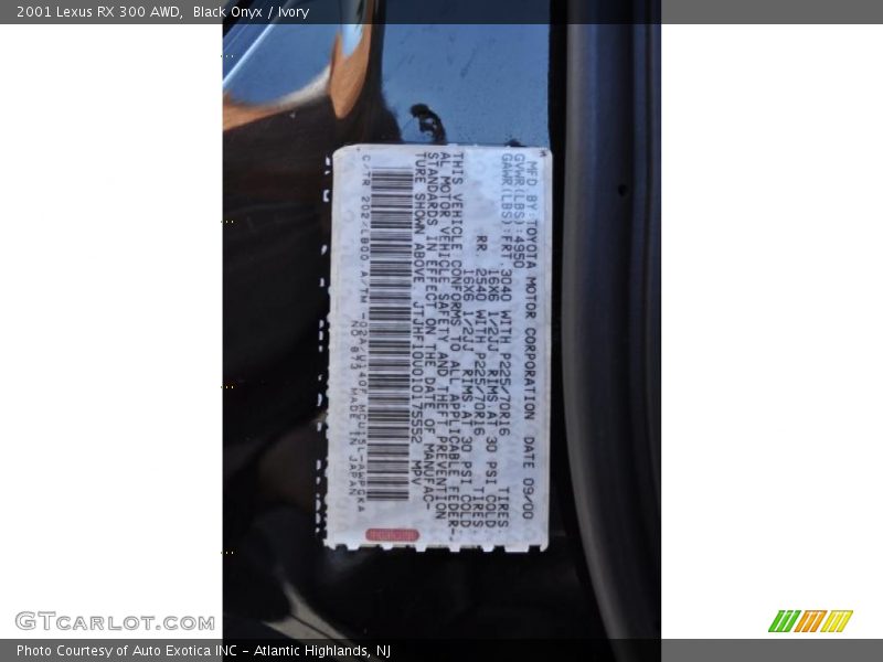Black Onyx / Ivory 2001 Lexus RX 300 AWD