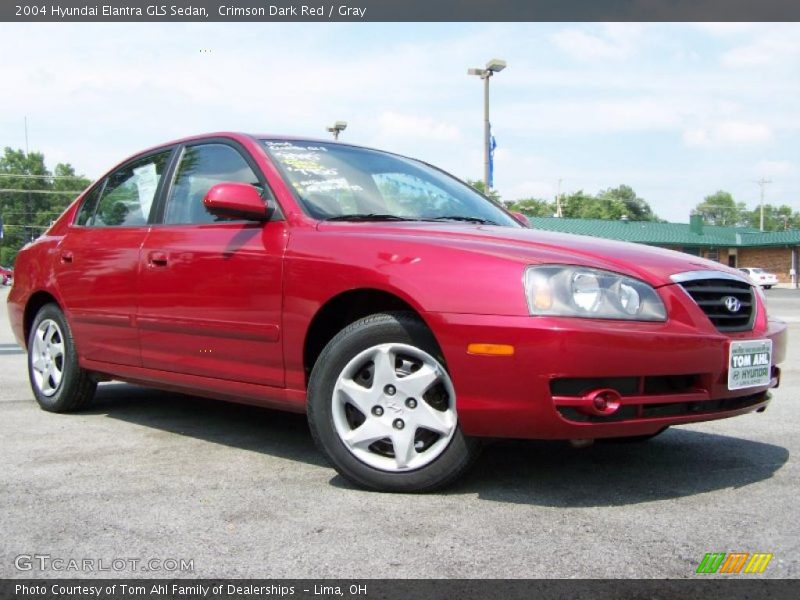 Crimson Dark Red / Gray 2004 Hyundai Elantra GLS Sedan