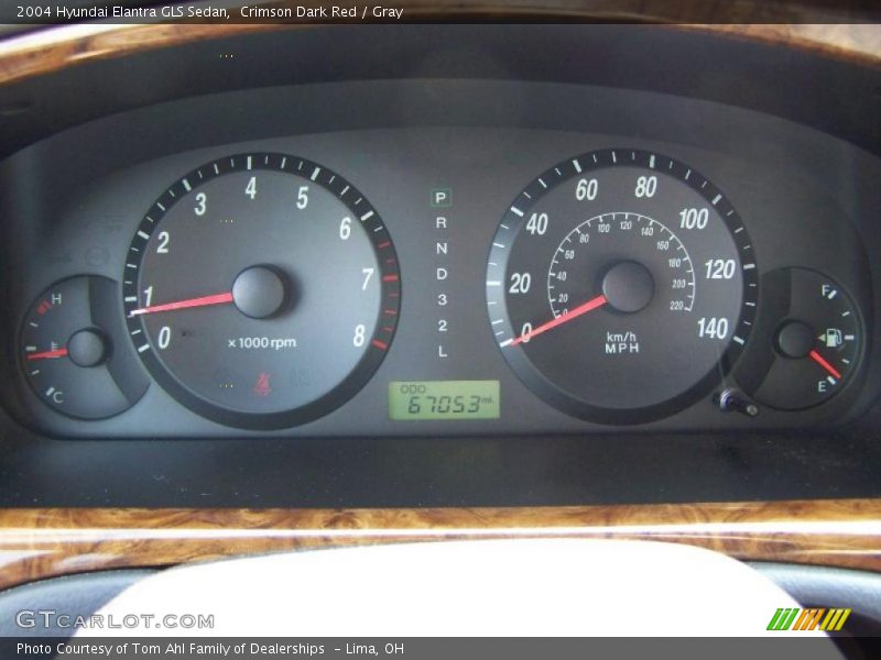 Crimson Dark Red / Gray 2004 Hyundai Elantra GLS Sedan
