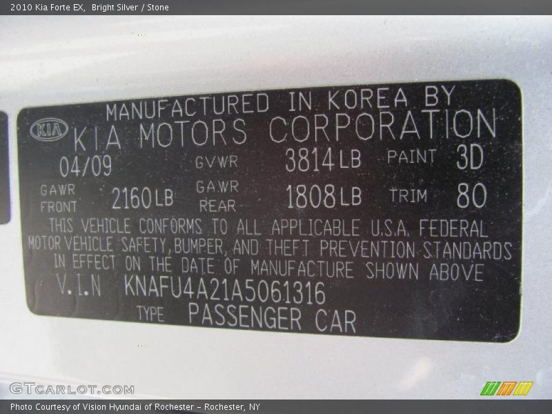 Bright Silver / Stone 2010 Kia Forte EX