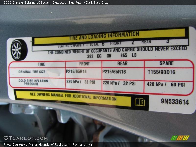 Clearwater Blue Pearl / Dark Slate Gray 2009 Chrysler Sebring LX Sedan