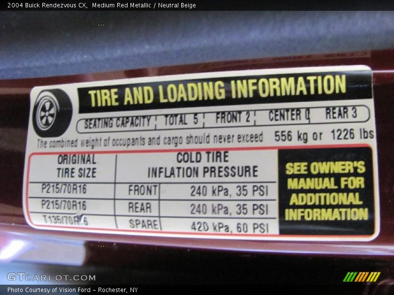 Medium Red Metallic / Neutral Beige 2004 Buick Rendezvous CX