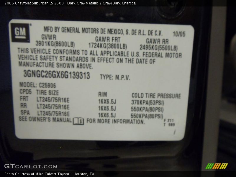 Dark Gray Metallic / Gray/Dark Charcoal 2006 Chevrolet Suburban LS 2500