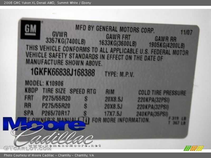 Summit White / Ebony 2008 GMC Yukon XL Denali AWD