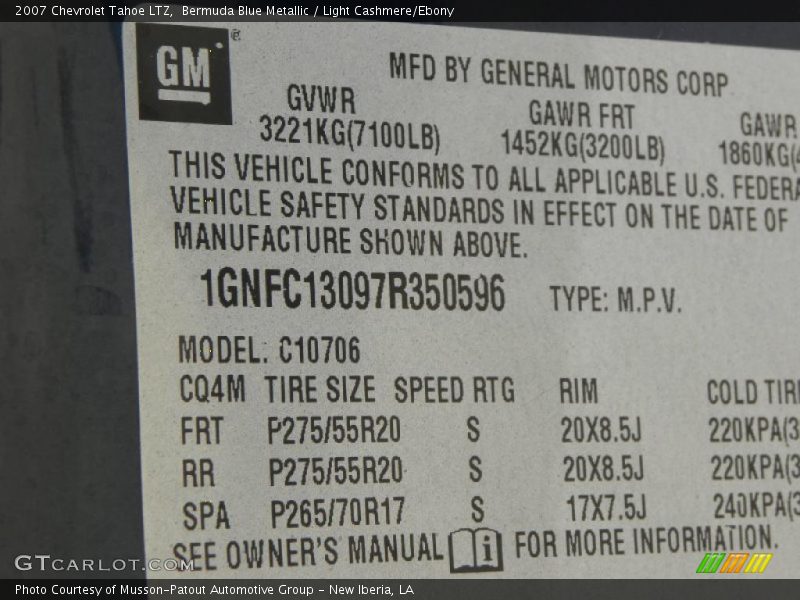 Bermuda Blue Metallic / Light Cashmere/Ebony 2007 Chevrolet Tahoe LTZ