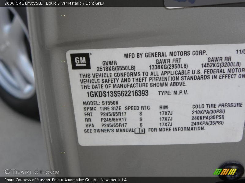 Liquid Silver Metallic / Light Gray 2006 GMC Envoy SLE