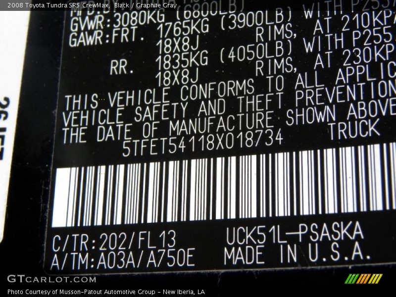 Black / Graphite Gray 2008 Toyota Tundra SR5 CrewMax