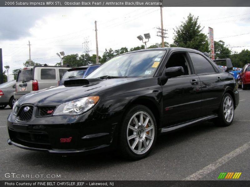 Obsidian Black Pearl / Anthracite Black/Blue Alcantara 2006 Subaru Impreza WRX STi