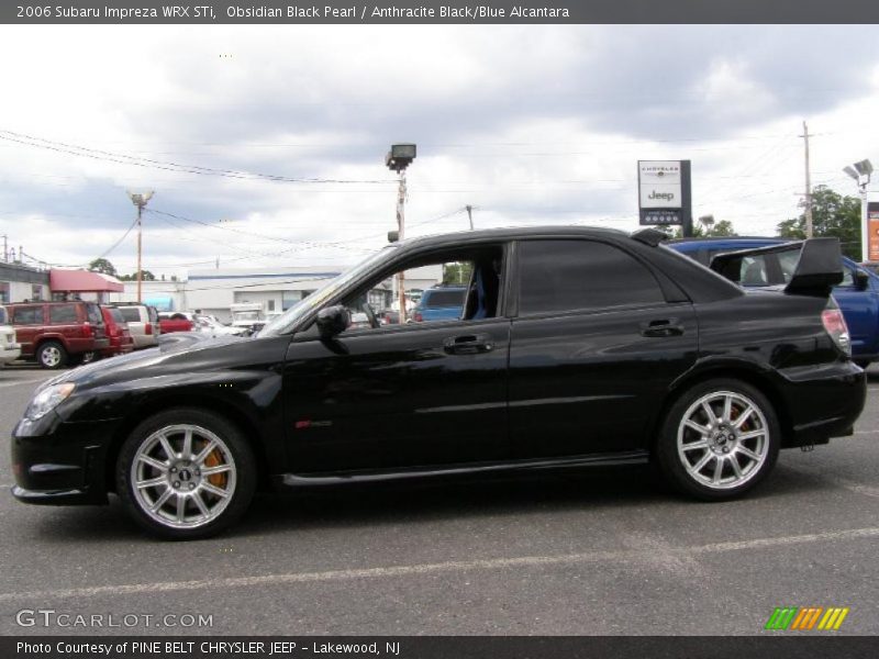 Obsidian Black Pearl / Anthracite Black/Blue Alcantara 2006 Subaru Impreza WRX STi