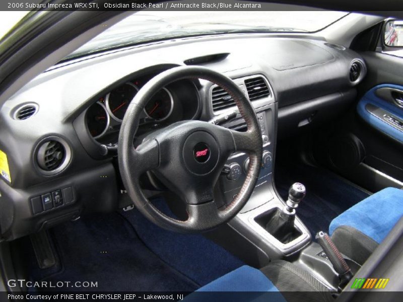 Obsidian Black Pearl / Anthracite Black/Blue Alcantara 2006 Subaru Impreza WRX STi