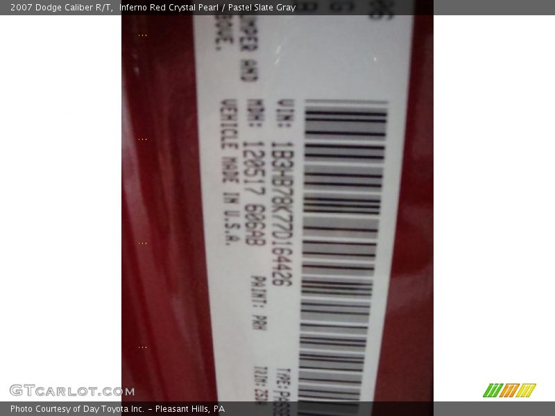 Inferno Red Crystal Pearl / Pastel Slate Gray 2007 Dodge Caliber R/T