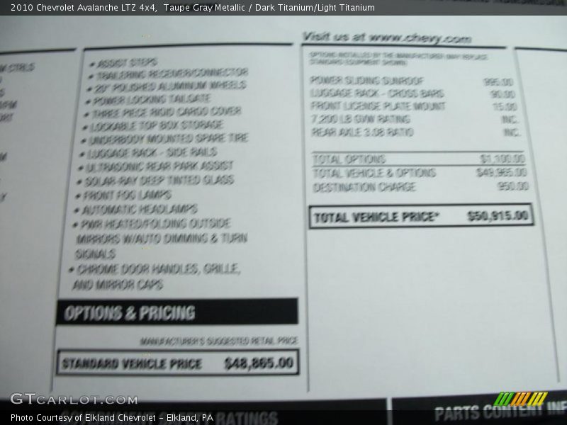 Taupe Gray Metallic / Dark Titanium/Light Titanium 2010 Chevrolet Avalanche LTZ 4x4