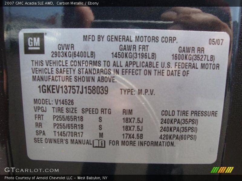 Carbon Metallic / Ebony 2007 GMC Acadia SLE AWD