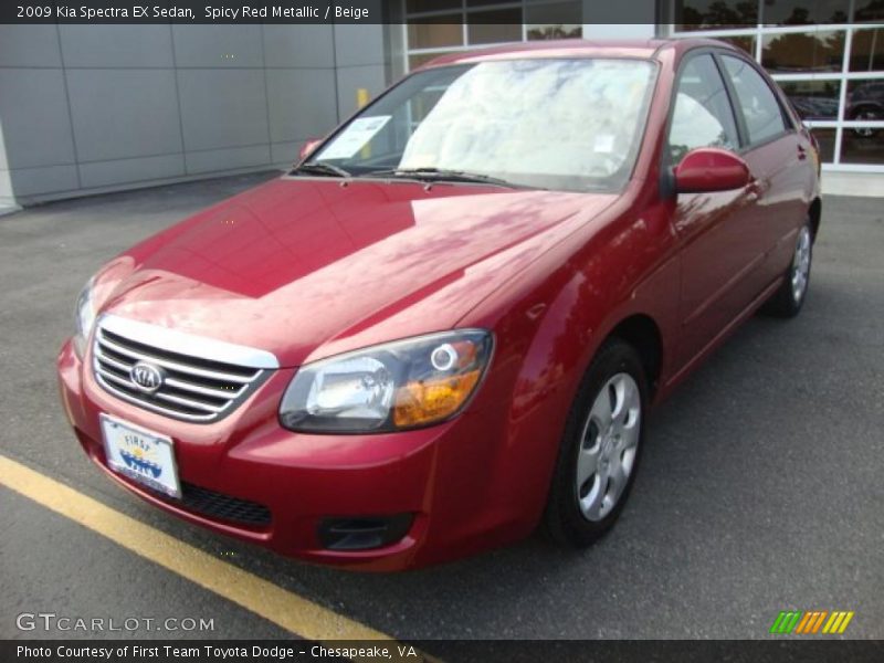 Spicy Red Metallic / Beige 2009 Kia Spectra EX Sedan