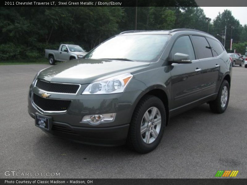 Steel Green Metallic / Ebony/Ebony 2011 Chevrolet Traverse LT