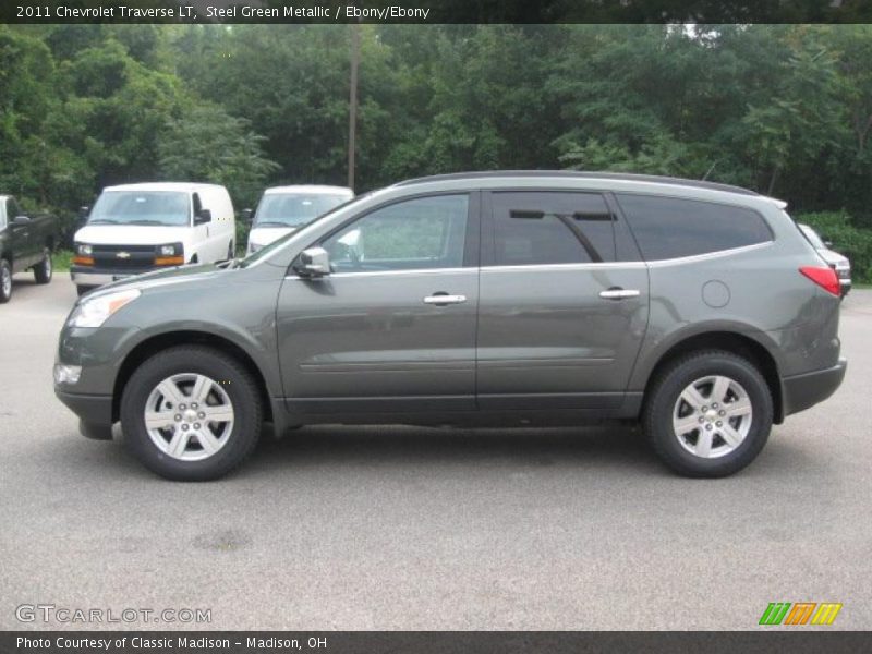 Steel Green Metallic / Ebony/Ebony 2011 Chevrolet Traverse LT
