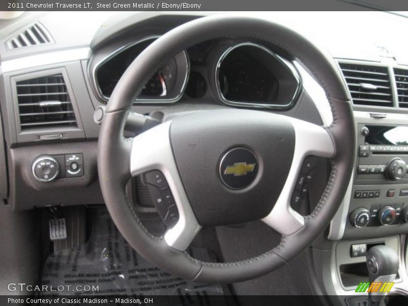 Steel Green Metallic / Ebony/Ebony 2011 Chevrolet Traverse LT