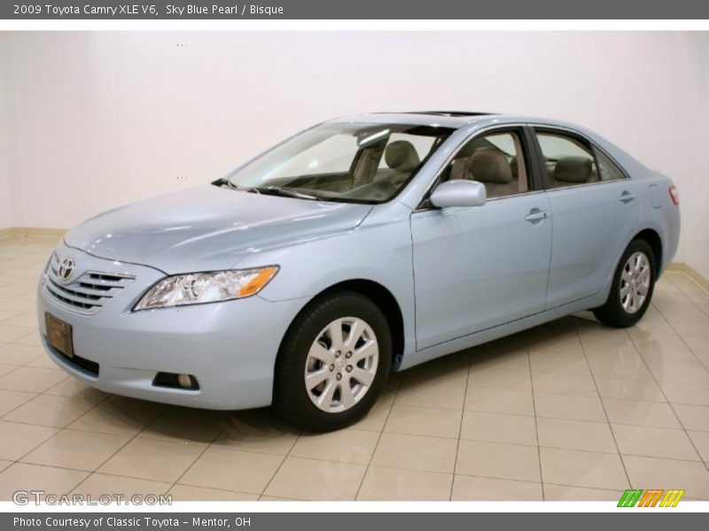 Sky Blue Pearl / Bisque 2009 Toyota Camry XLE V6