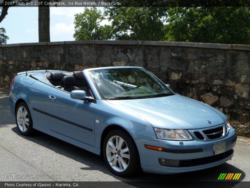 Ice Blue Metallic / Black/Gray 2007 Saab 9-3 2.0T Convertible