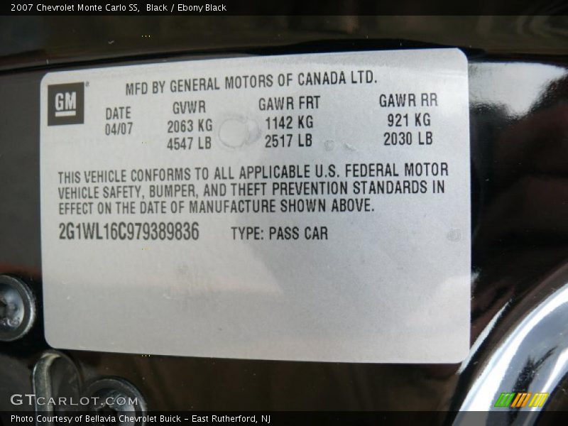 Black / Ebony Black 2007 Chevrolet Monte Carlo SS