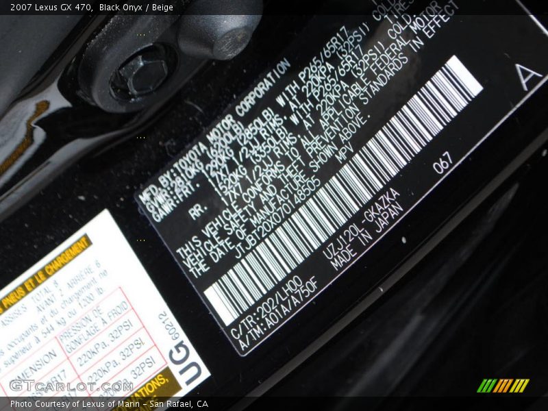 Black Onyx / Beige 2007 Lexus GX 470