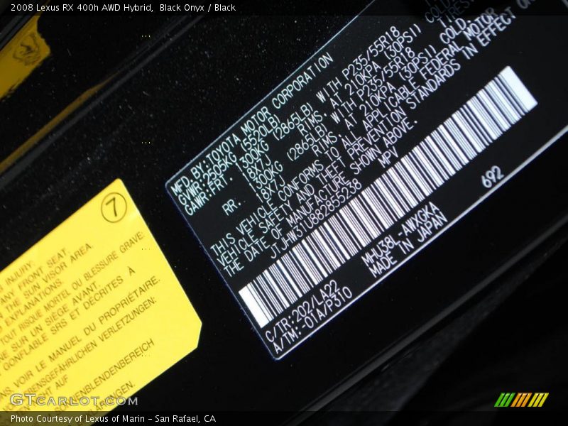 Black Onyx / Black 2008 Lexus RX 400h AWD Hybrid