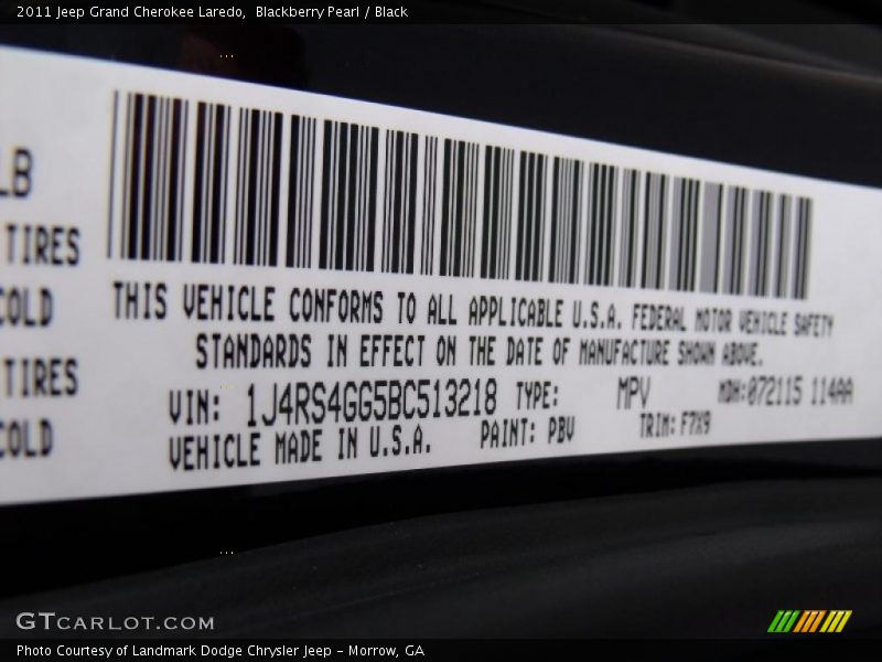 Blackberry Pearl / Black 2011 Jeep Grand Cherokee Laredo