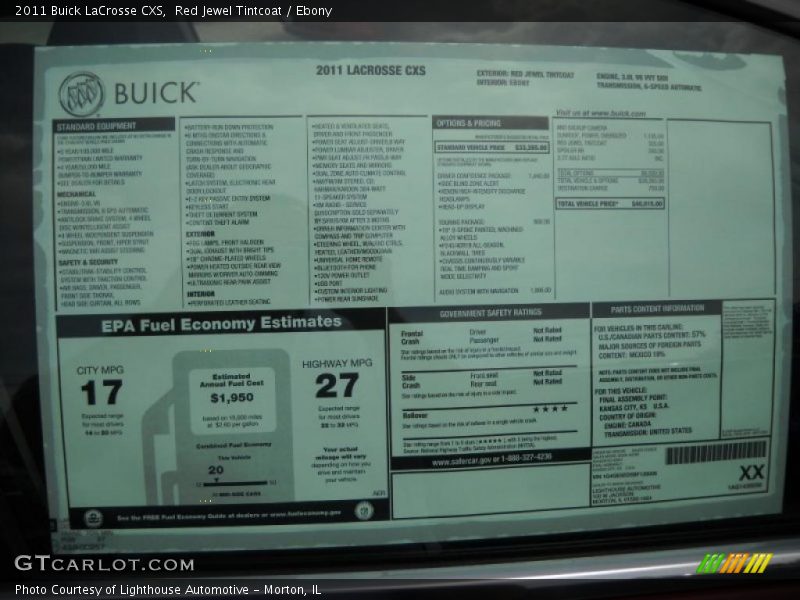 Red Jewel Tintcoat / Ebony 2011 Buick LaCrosse CXS