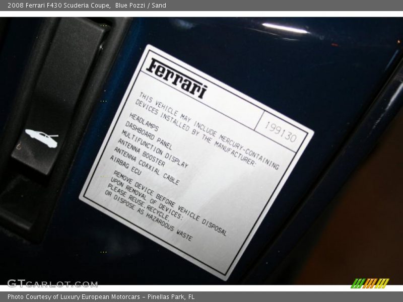 Blue Pozzi / Sand 2008 Ferrari F430 Scuderia Coupe