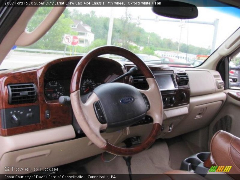 Oxford White / Tan 2007 Ford F550 Super Duty Lariat Crew Cab 4x4 Chassis Fifth Wheel