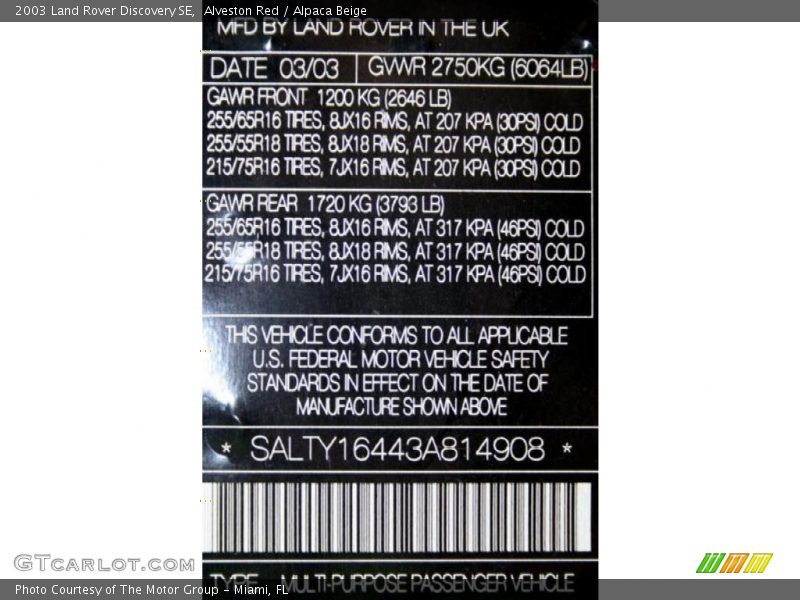 Alveston Red / Alpaca Beige 2003 Land Rover Discovery SE